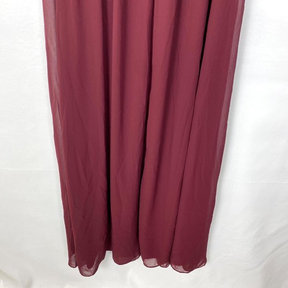 NWT Bill Levkoff Ryan Wine Chiffon V-Back A-Line Maxi Dress Gown 4 - Picture 8 of 10